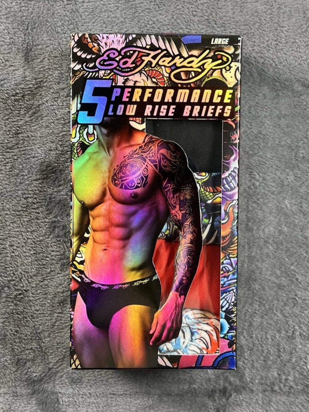 Ed Hardy Men’s Large Performance Briefs 5 Pack Moisture Wicking Cool Soft